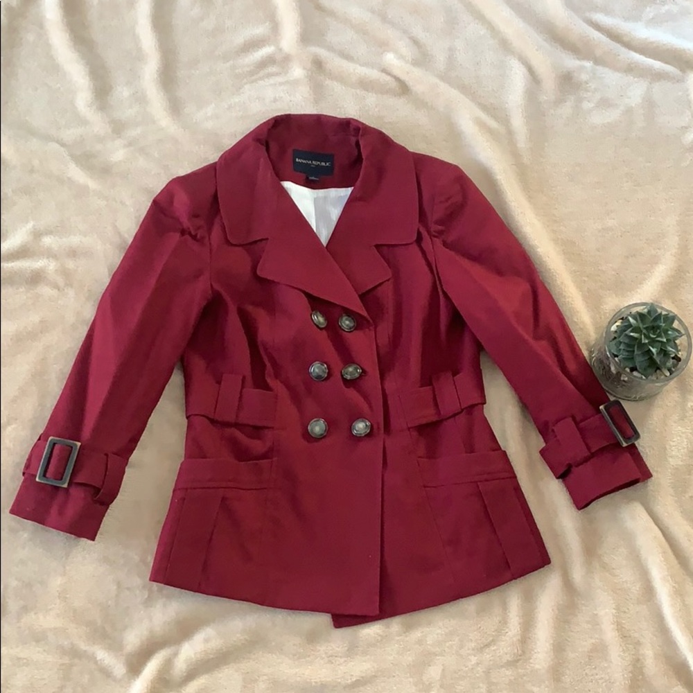 Banana Republic burgundy vest with belt detail